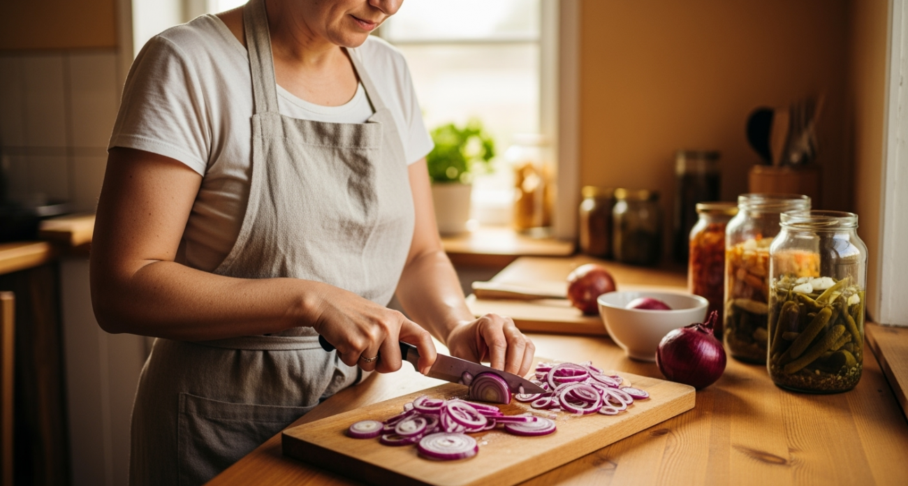 На порядок вкуснее, чем с обычным уксусом: как я мариную лук к мясу, рыбе и гарнирам - ещё и хранится долго