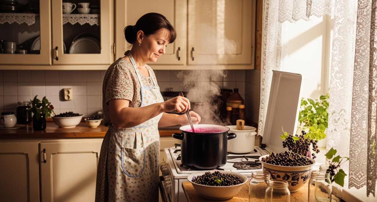 Проверила - вкуснее нет: варенье из черной смородины по бабушкиному рецепту. Перетертая смородина - не то, пятиминутка - тоже не то