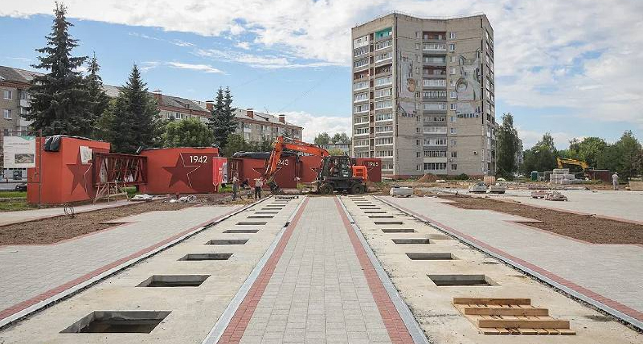 Площадь Жукова в Рыбинске откроют в конце октября: работы завершены на 80%