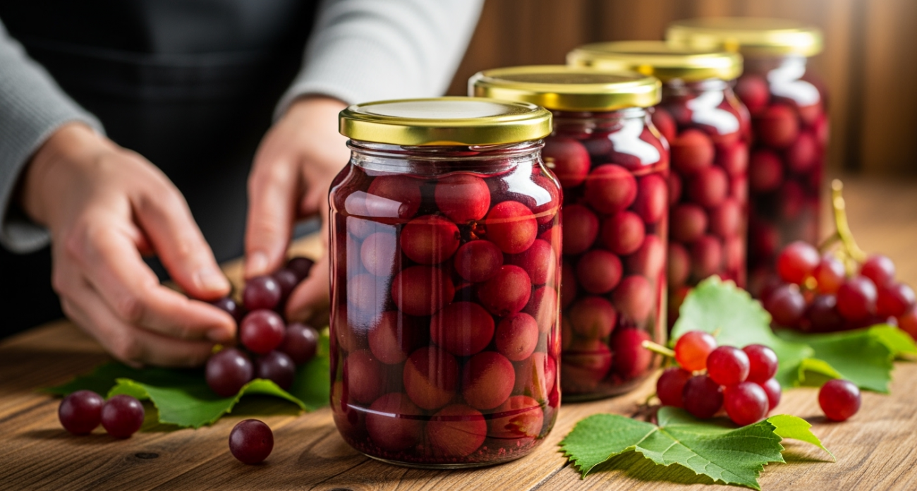 Осенью закатываю виноградный компот с тремя вкусами - готовится просто, хранится в шкафу, вкус превосходный.