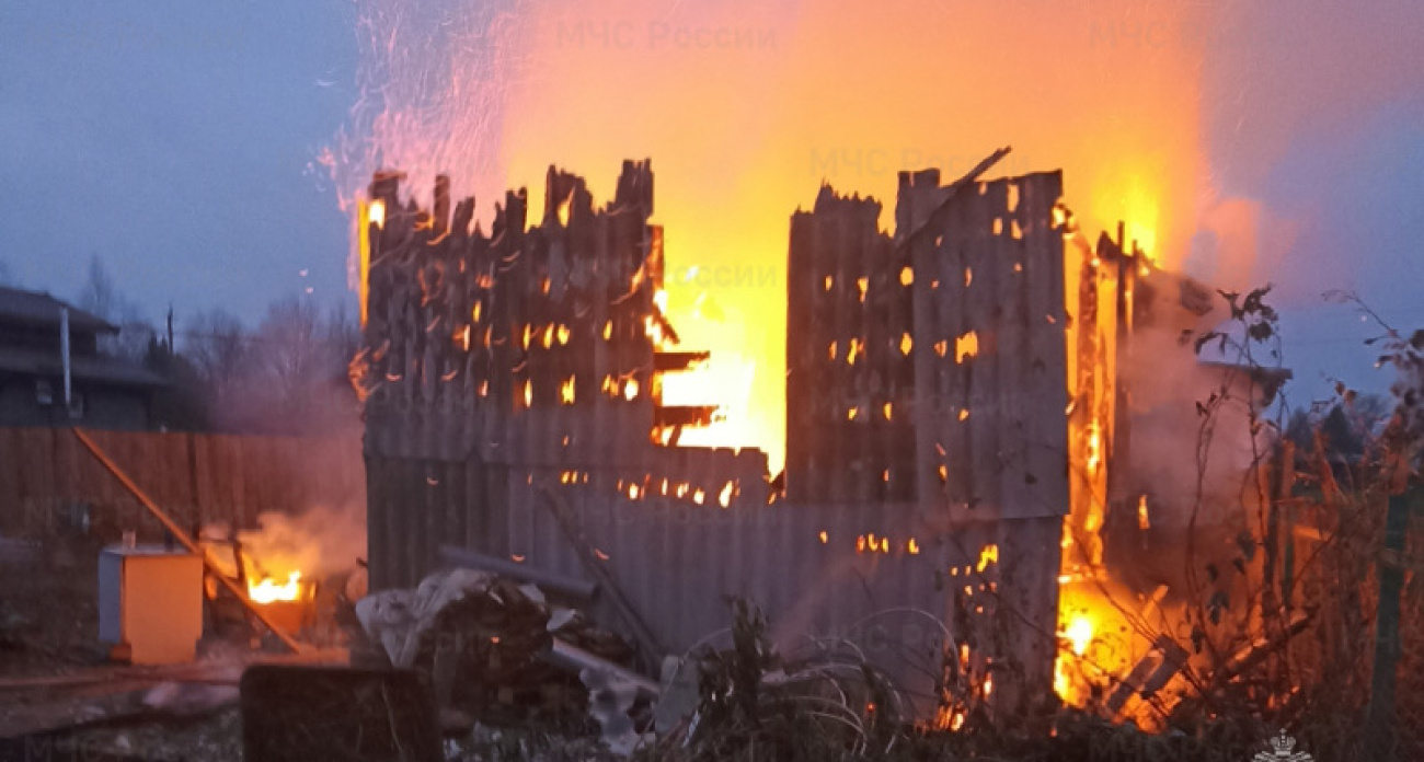 Пожар полностью уничтожил сарай в деревне Залужье за полчаса