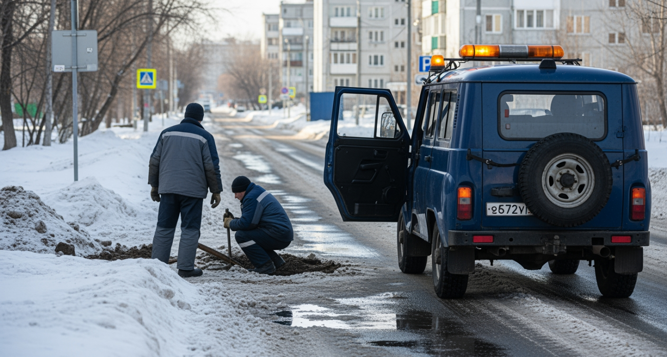 Крупная утечка на пр. Ленина: 14 домов в Рыбинске остались без воды рядом с «Радугой»
