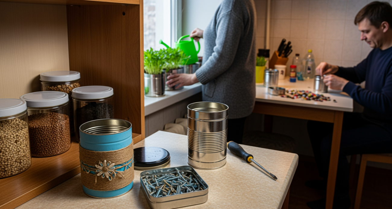 Старые банки от кофе стали моим секретным оружием в быту: 7 способов превратить мусор в полезные вещи