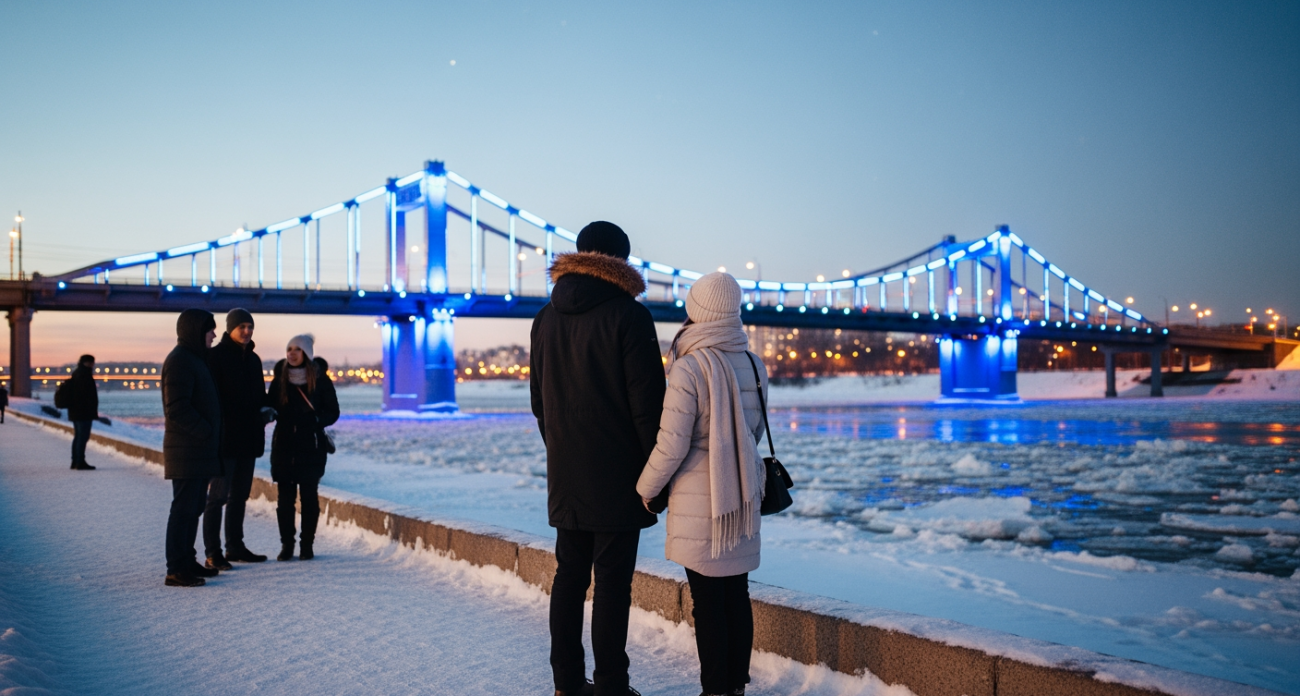 Волжский мост засиял цветом будущего ребенка: семья Закирьёевых устроила необычную гендер-пати