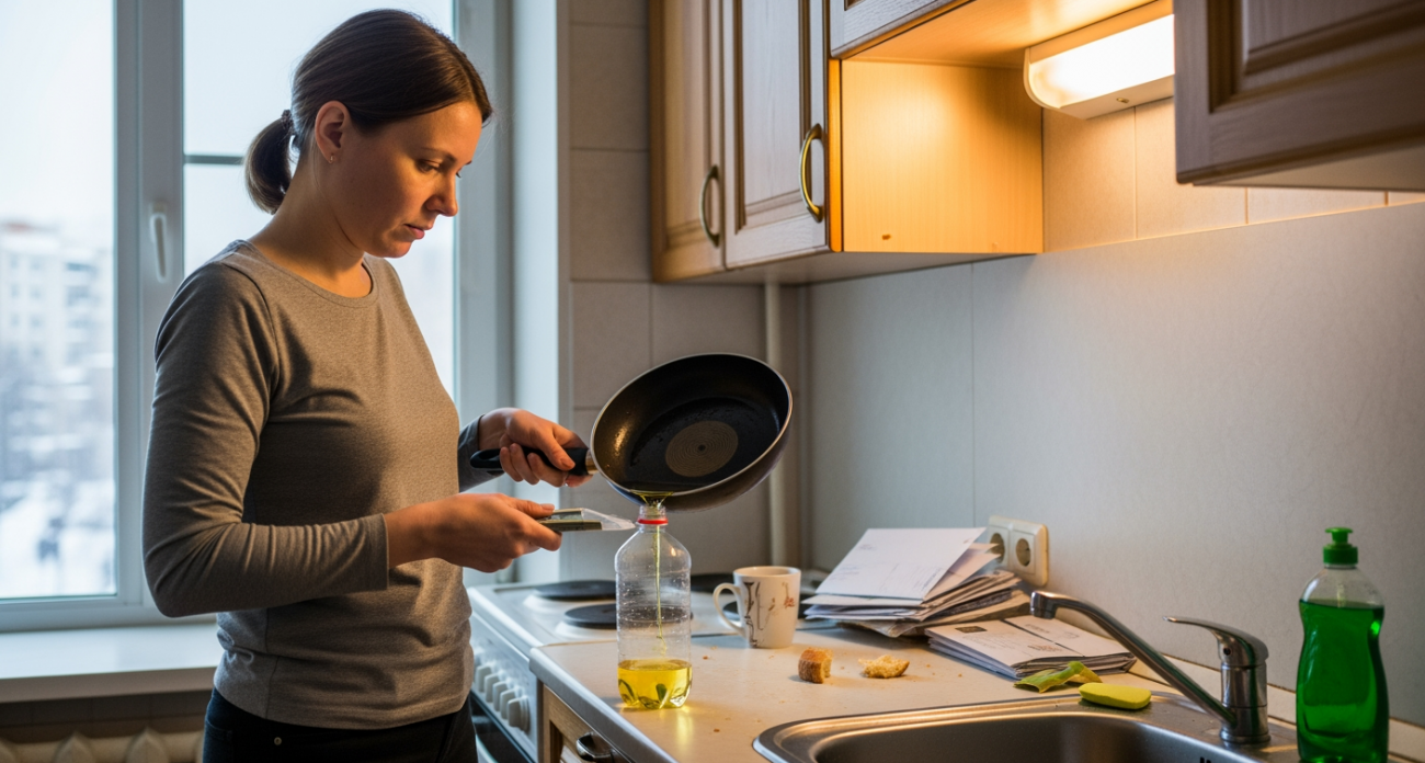 Кухонная мудрость поколений: правильная утилизация масла после жарки сбережет ваши трубы и нервы сантехника