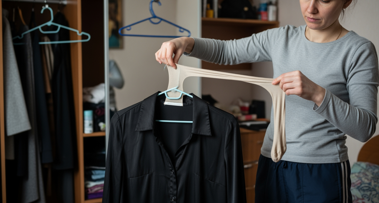 Муж смеялся над моим способом использовать капроновые колготки на вешалке, пока сам не попробовал