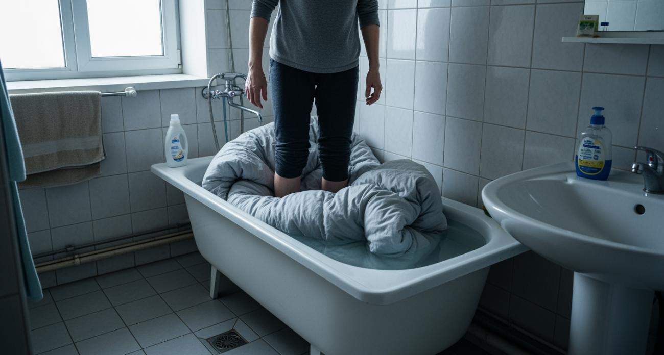 Забудьте про химчистку: простой способ постирать огромное одеяло прямо дома за копейки