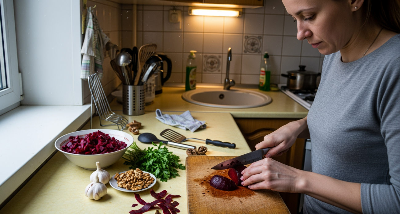 Постный свекольный салат который съедается первым на столе — готовится за 15 минут из простых продуктов