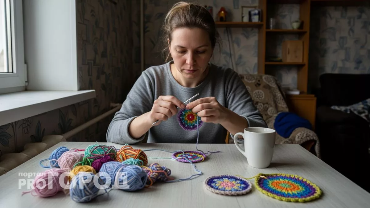 Увидела что творит соседка с остатками пряжи и теперь собираю каждый клубочек дома