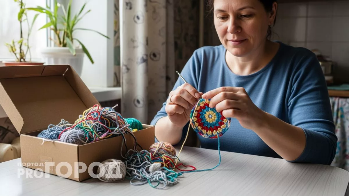 Бабушка из третьего подъезда превращает нитяные обрезки в домашние необходимости и экономит тысячи