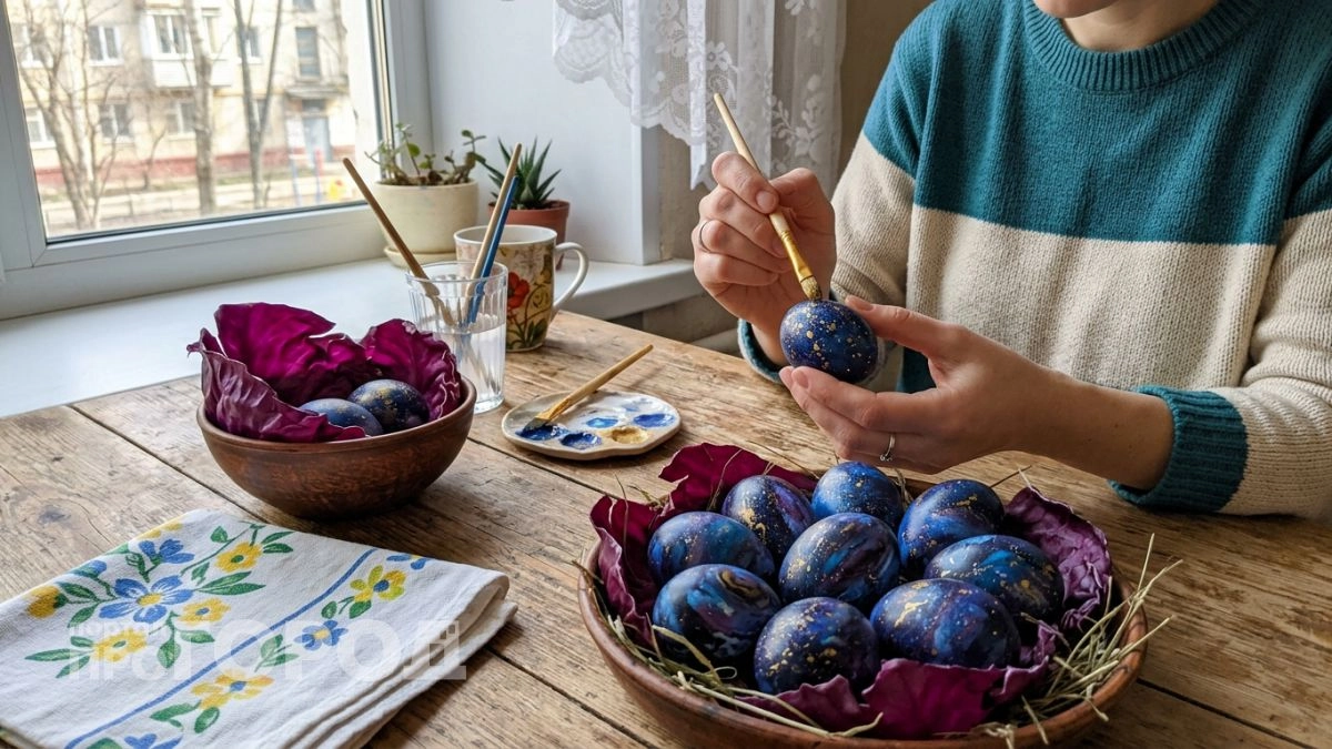 Один овощ из холодильника — и яйца на Пасху выглядят как галактика без химии