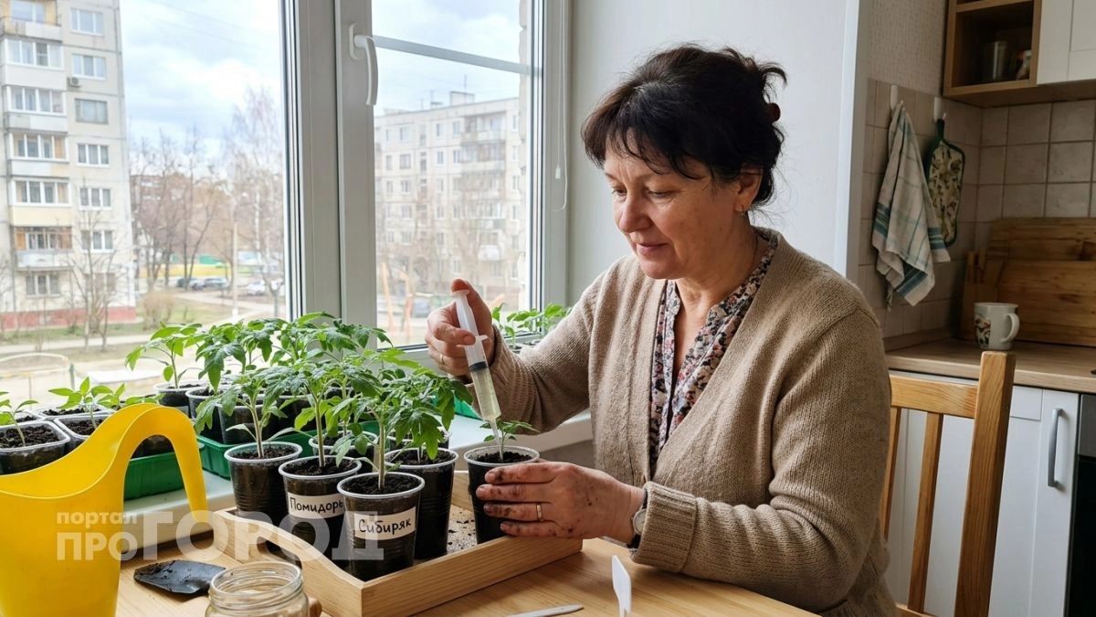 Лью по ложке под корень, и слабая рассада перцев с томатами на глазах наращивает толстенные стебли