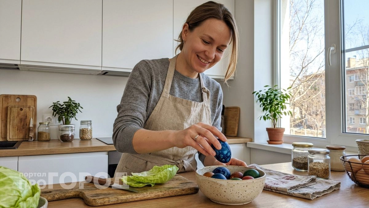 Выбросила все красители и крашу яйца обычной капустой — фиолетовый космос на скорлупе за один час