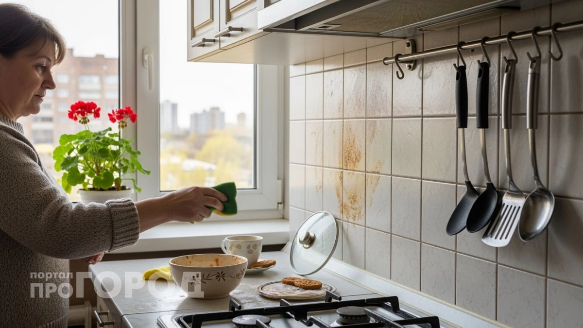 Кухонный фартук станет как новый за пару минут: просто распылите этот состав чтобы жир стек без усилий