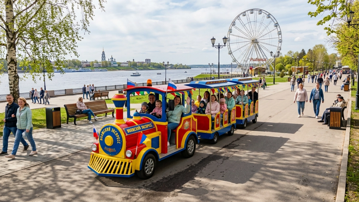 По набережной Рыбинска запустят туристический паровозик без рельсов