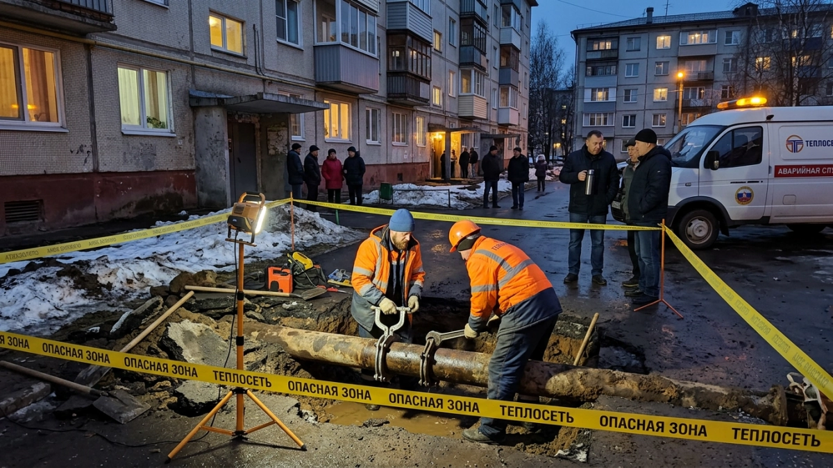 Утечка 70 т/ч на магистрали оставила 25 домов в Северном без тепла