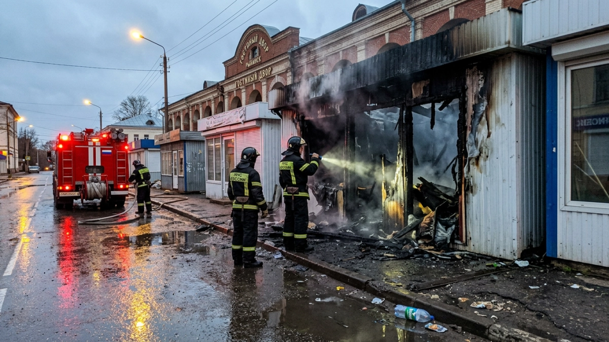 Павильоны Гостиного двора в Рыбинске горят уже четвёртый раз за месяц
