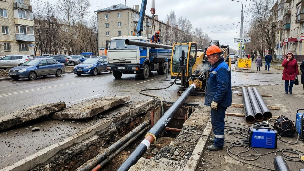 В Рыбинске меняют 50 м трубы под ул. Плеханова без масштабных раскопок