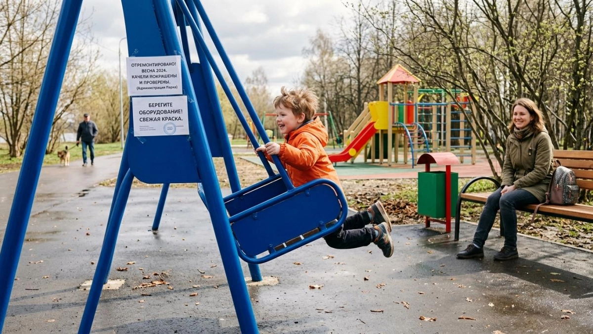 В Рыбинске обновляют качели и детские площадки в парках