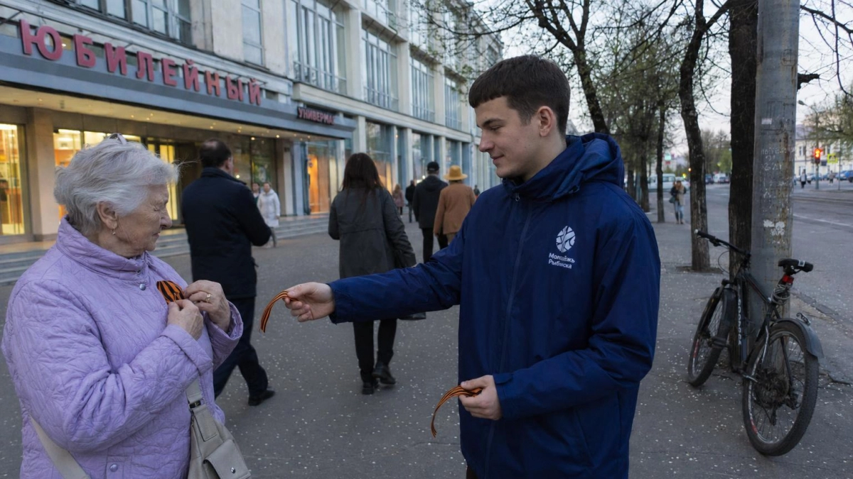 Георгиевские ленточки раздадут в пяти районах Рыбинска 6–8 мая