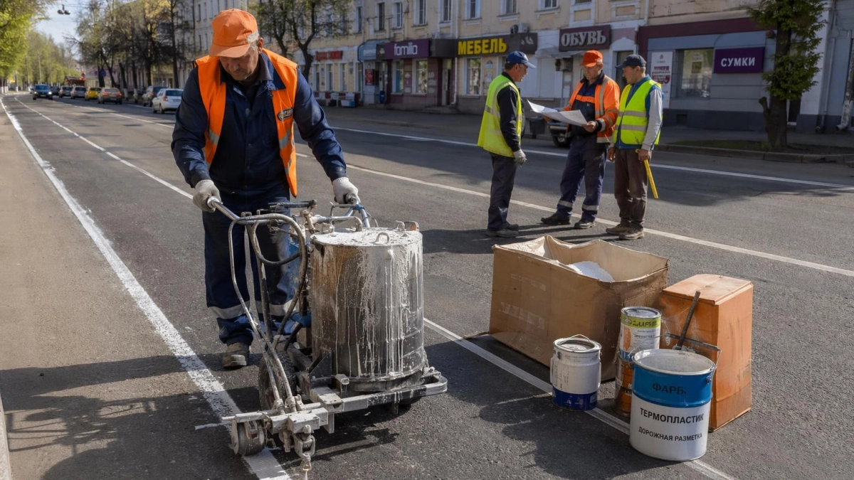 В Рыбинске дорожную разметку начали наносить на месяц раньше срока