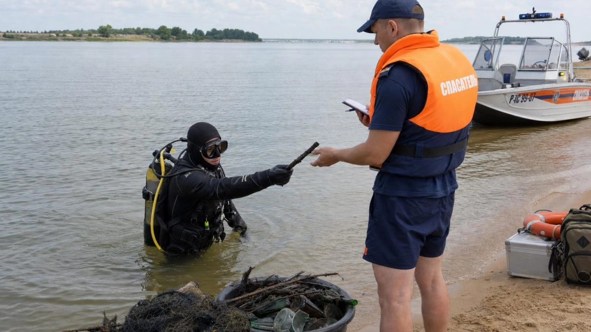 Водолазы подняли со дна арматуру и сети перед открытием пляжей под Рыбинском