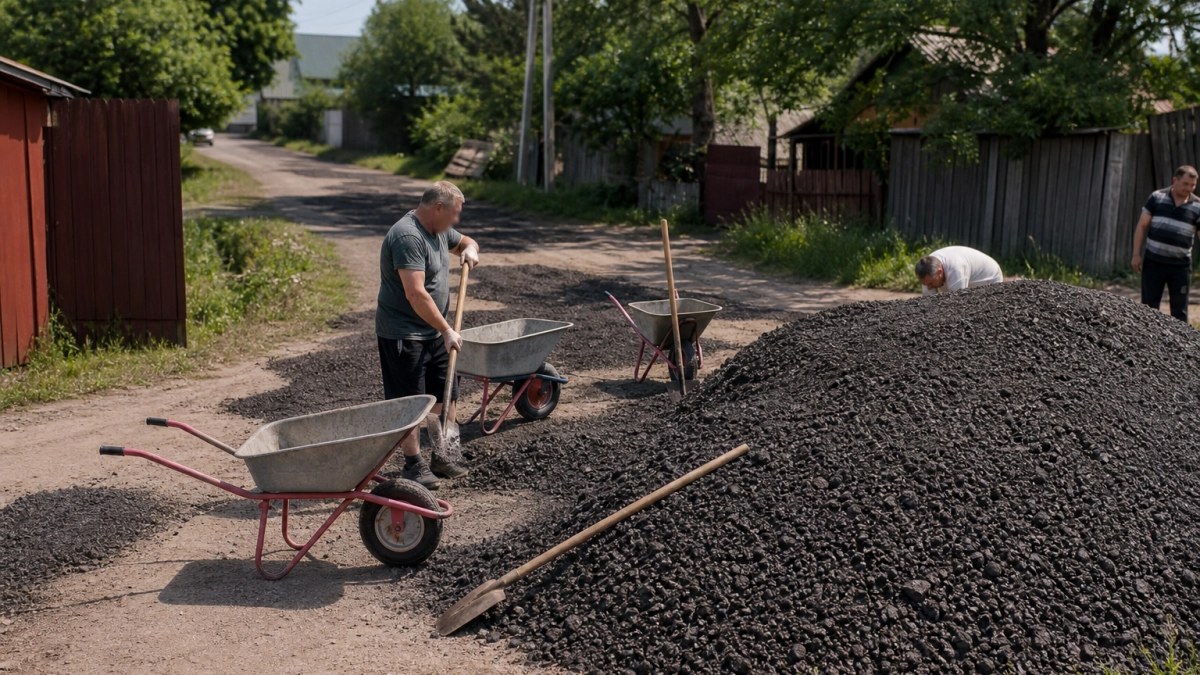Асфальтовую крошку с отремонтированных дорог пустили на подсыпку частного сектора