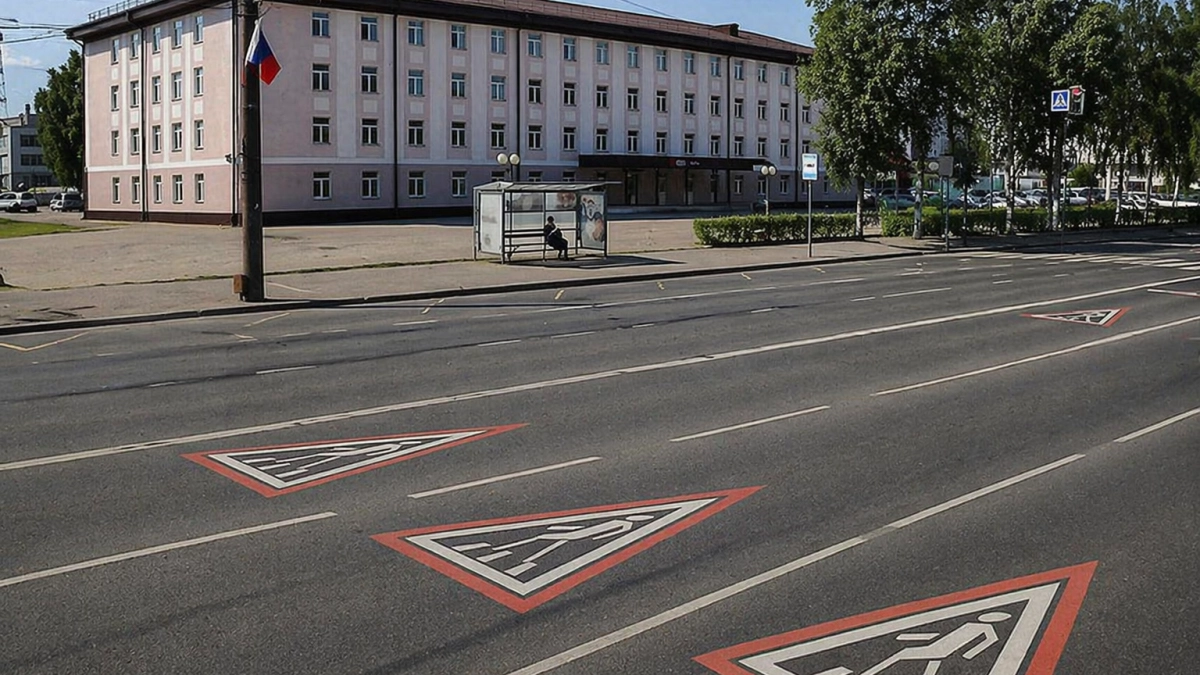 В Рыбинске впервые нанесли красную дорожную разметку на проспекте Ленина