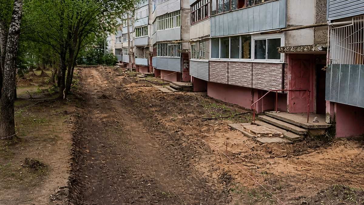 В Рыбинске на Юбилейной, 14 обновляют крупнейший двор сезона за 12,5 млн