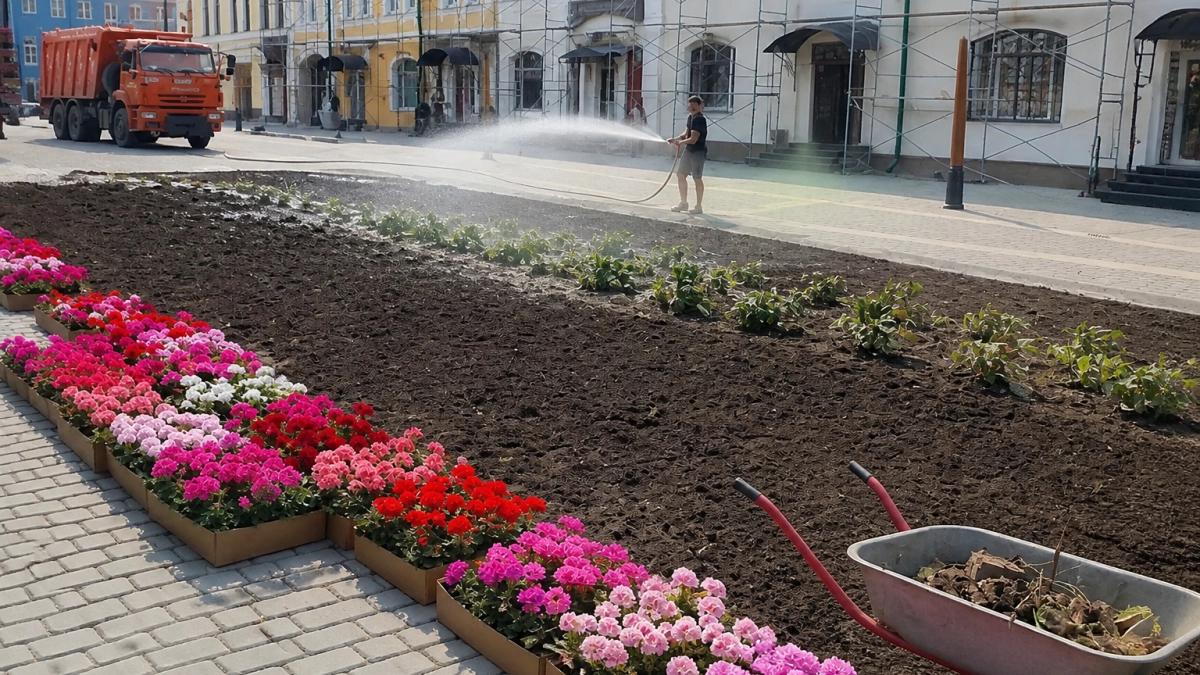 Соборную площадь Рыбинска украсят 2500 пеларгоний и сотни роз