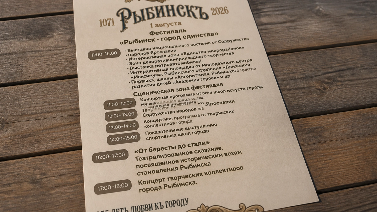 День города в Рыбинске откроют фестиваль у ДС Полет и гербовое шествие